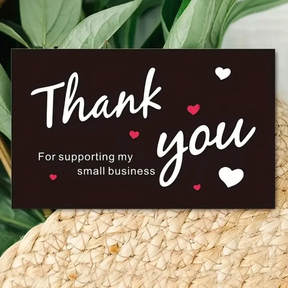 Thank You Business Cards 100 Supporting My Small Business Black Stylish Trendy
